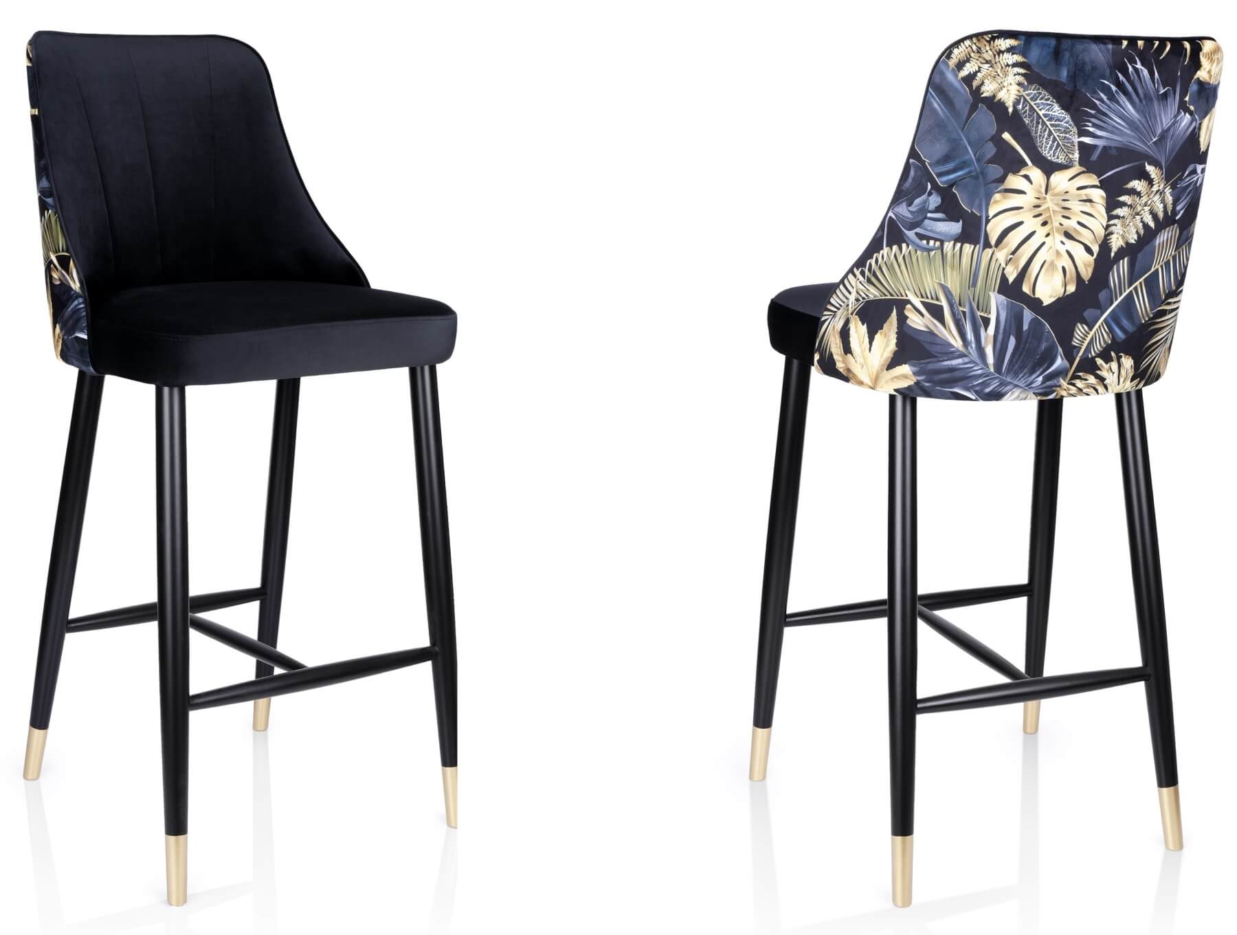 Ciemny hoker do jadalni z motywem liści glamour 